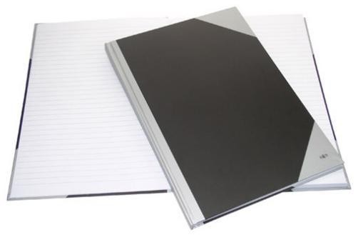 Notitieboek PSN met harde kaft, zwart-zilver - Notitieboeken A4 Gelijnd Officeknallers voor al uw kantoorartikelen, inbinden lamineren met 100%