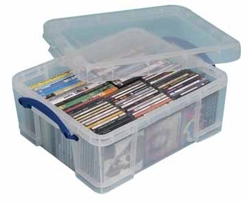 Really Useful Boxes opbergdoos 93 CD?s of 44 DVD's, transparant, buitenft 480 x 390 x 200 mm, bin... - Opbergbakken - Officeknallers voor al uw kantoorartikelen, inbinden en lamineren met 100% service